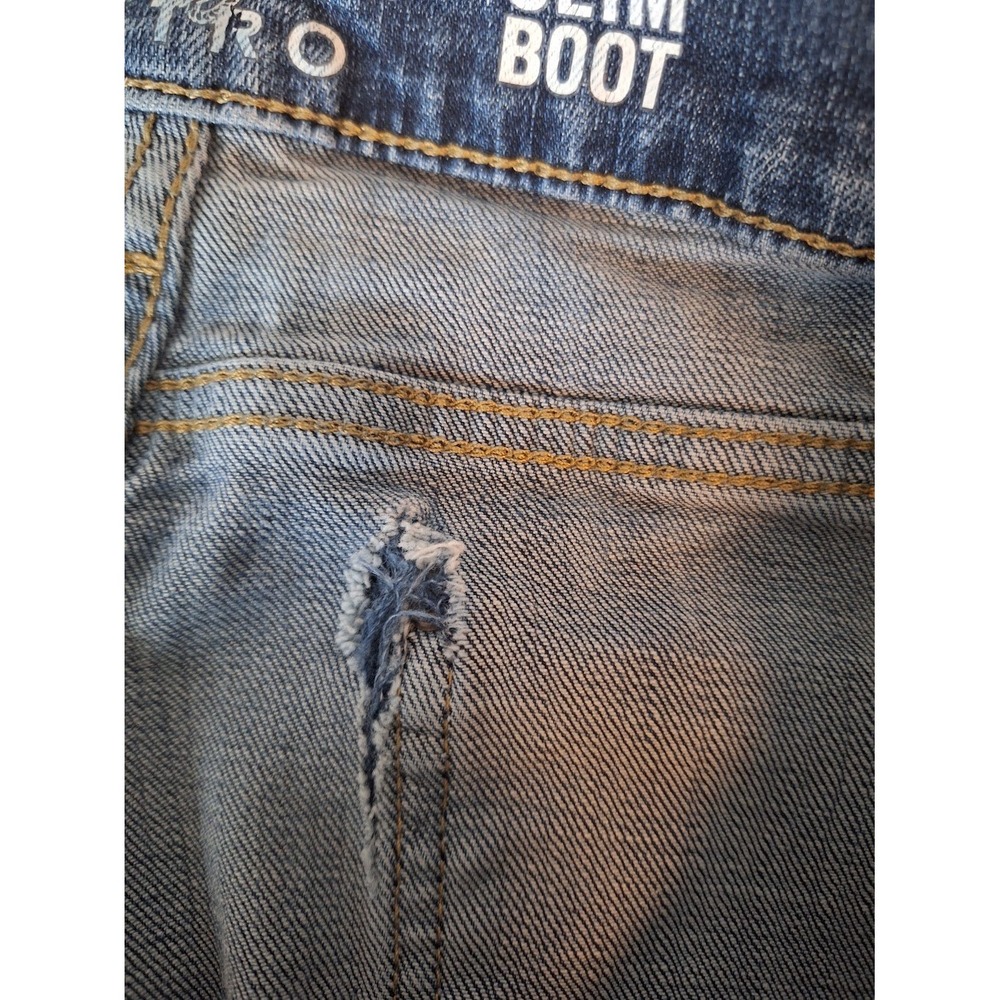 Wrangler Retro Slim Boot Jeans Mens 32x32 Medium Wash Distressed 1077MWZGL - Picture 4 of 5